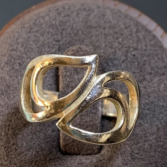 VTG Sterling Silver 925 Double Teardrop Design Bypass Statement Ring Size 8.25 - Picture 9 of 13